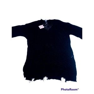 Davi & Dani Clothing Distressed Black Dress Sweater NWT XL